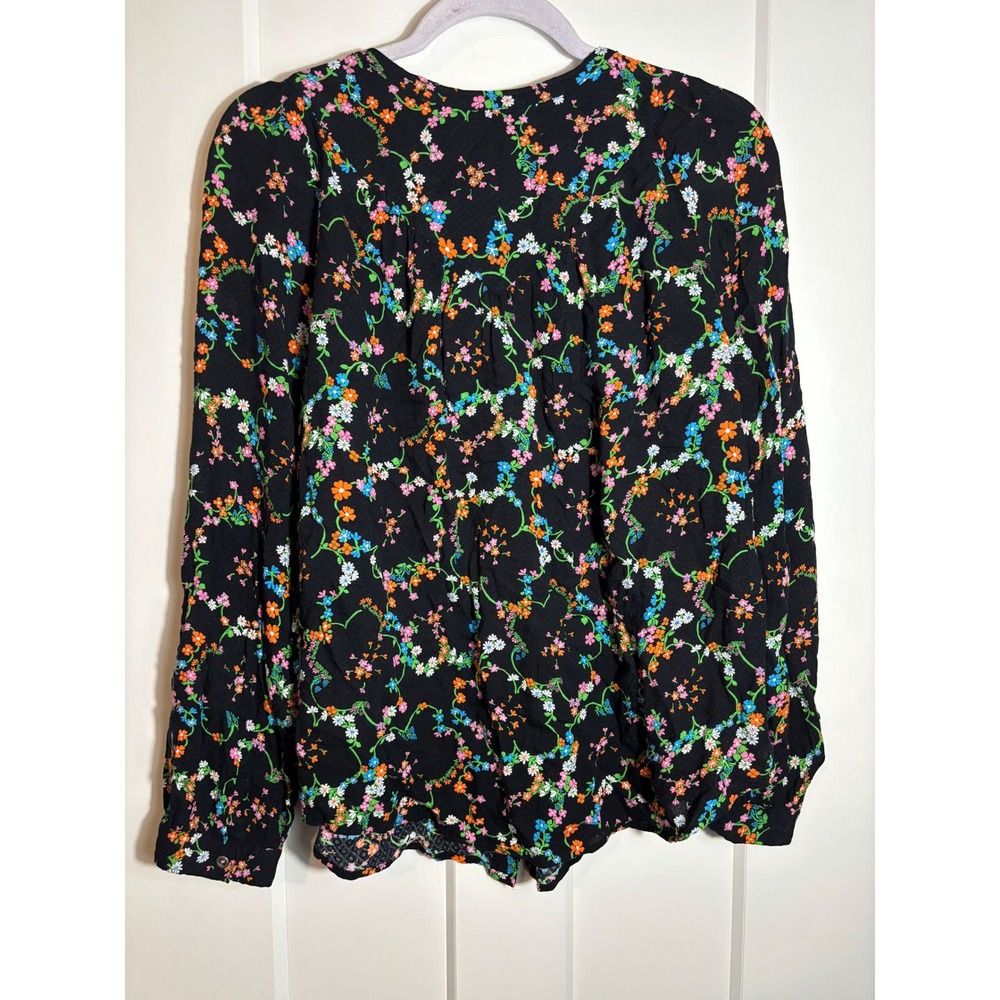 Maeve‎ by Anthropologie Avignon Black Floral Button Down Blouse Size Large - Picture 2 of 6